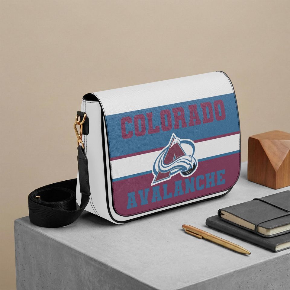 Personalized Colorado Avalanche Messenger Bag, Custom Name NHL Hockey Fan Crossbody Gift