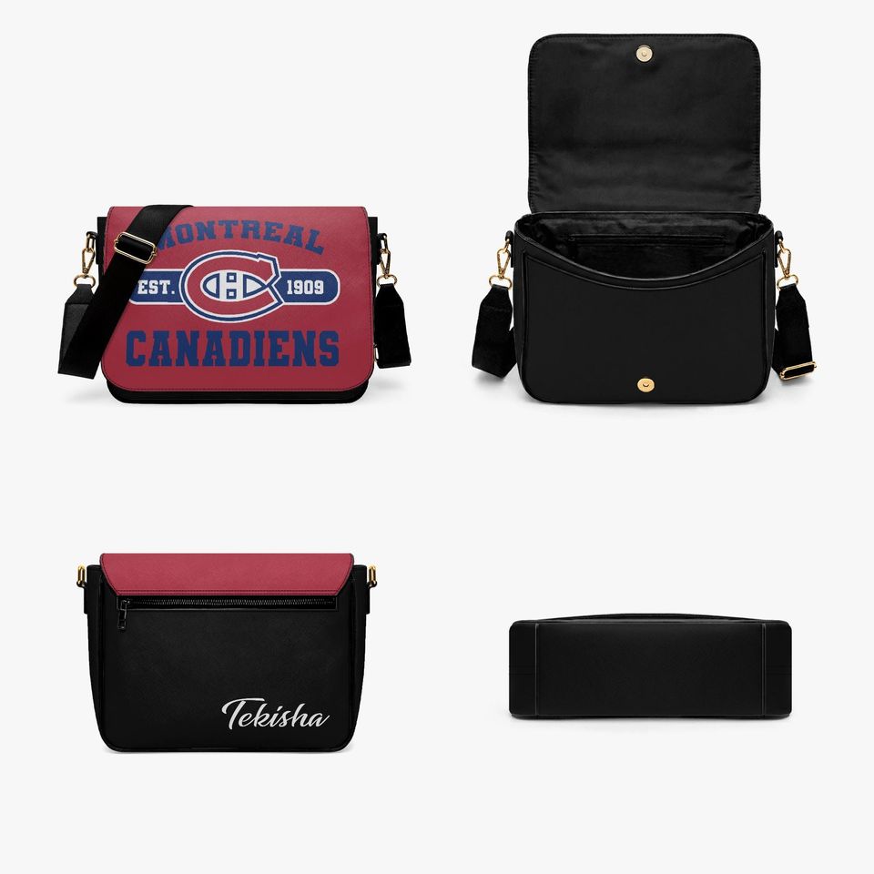 Custom Montreal Canadiens Messenger Bag, Personalized NHL Hockey Gift for Canadiens Fans