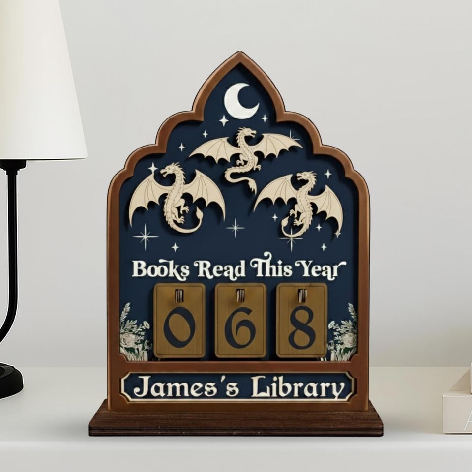 Dragon Book Tracker Sign, Custom Fantasy Reading Log Display, Books Read Counter