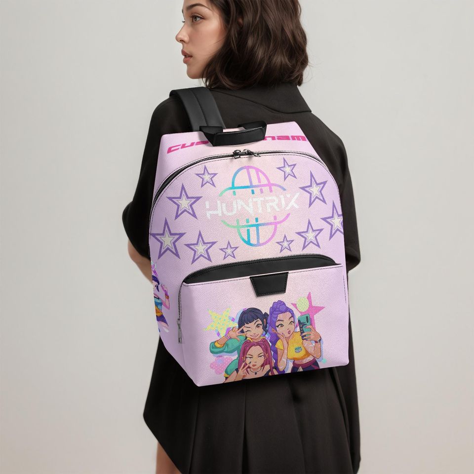 Custom Name Kpop Backpack: Anime Style PU Leather