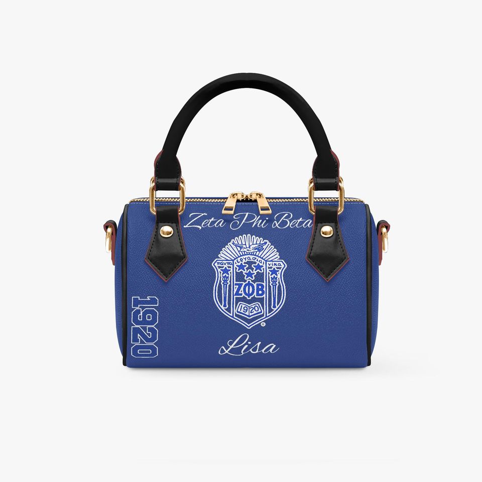 Zeta Phi Beta Leather Bag - Blue & White Sorority Purse - Valentine's Day gift