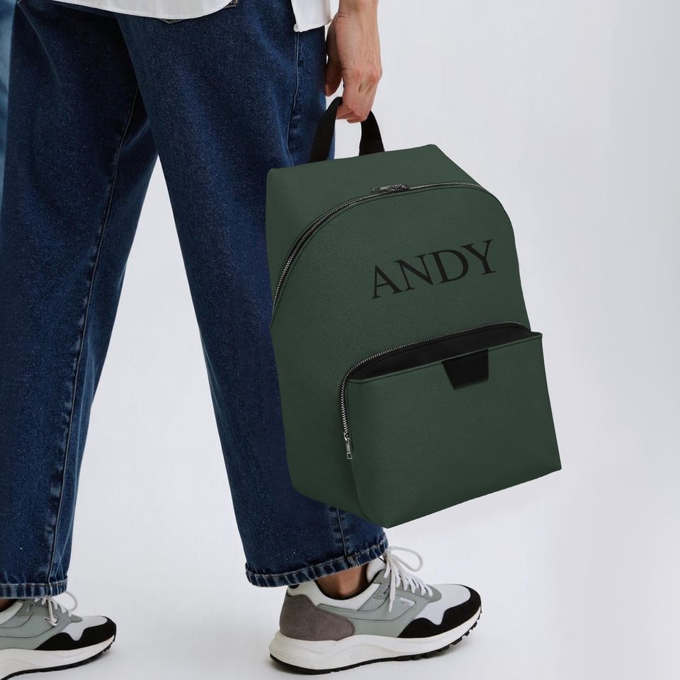 Personalized Leather Backpack for Laptop