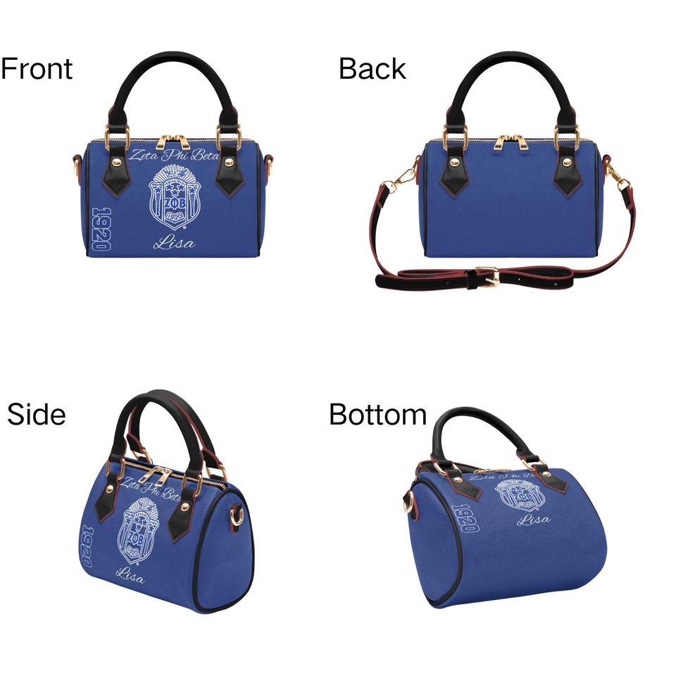 Zeta Phi Beta Leather Bag - Blue & White Sorority Purse - Valentine's Day gift