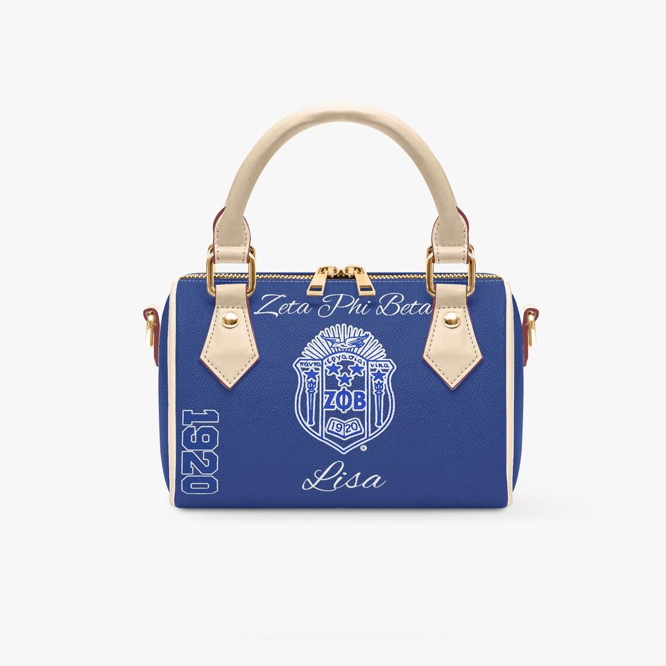 Zeta Phi Beta Leather Bag - Blue & White Sorority Purse - Valentine's Day gift