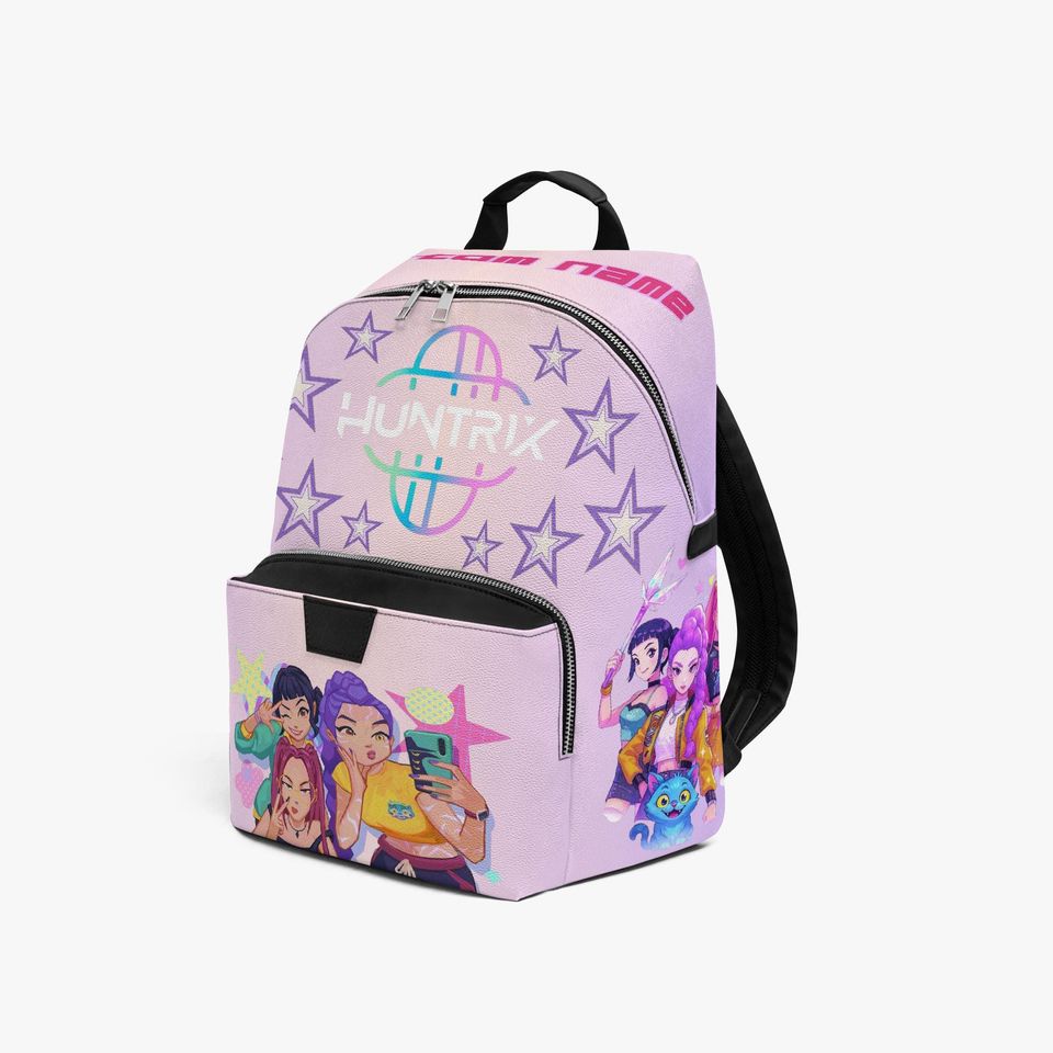 Custom Name Kpop Backpack: Anime Style PU Leather