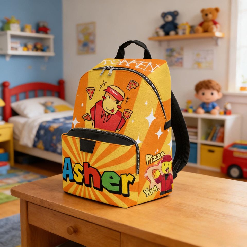 Elliot Backpack - Customizable Name- Roblox Backpack - Pizza Lover Gift