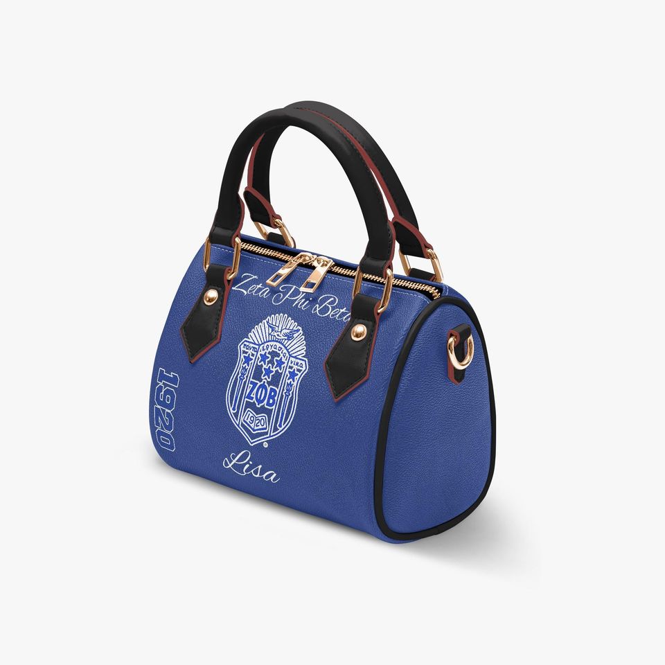 Zeta Phi Beta Leather Bag - Blue & White Sorority Purse - Valentine's Day gift