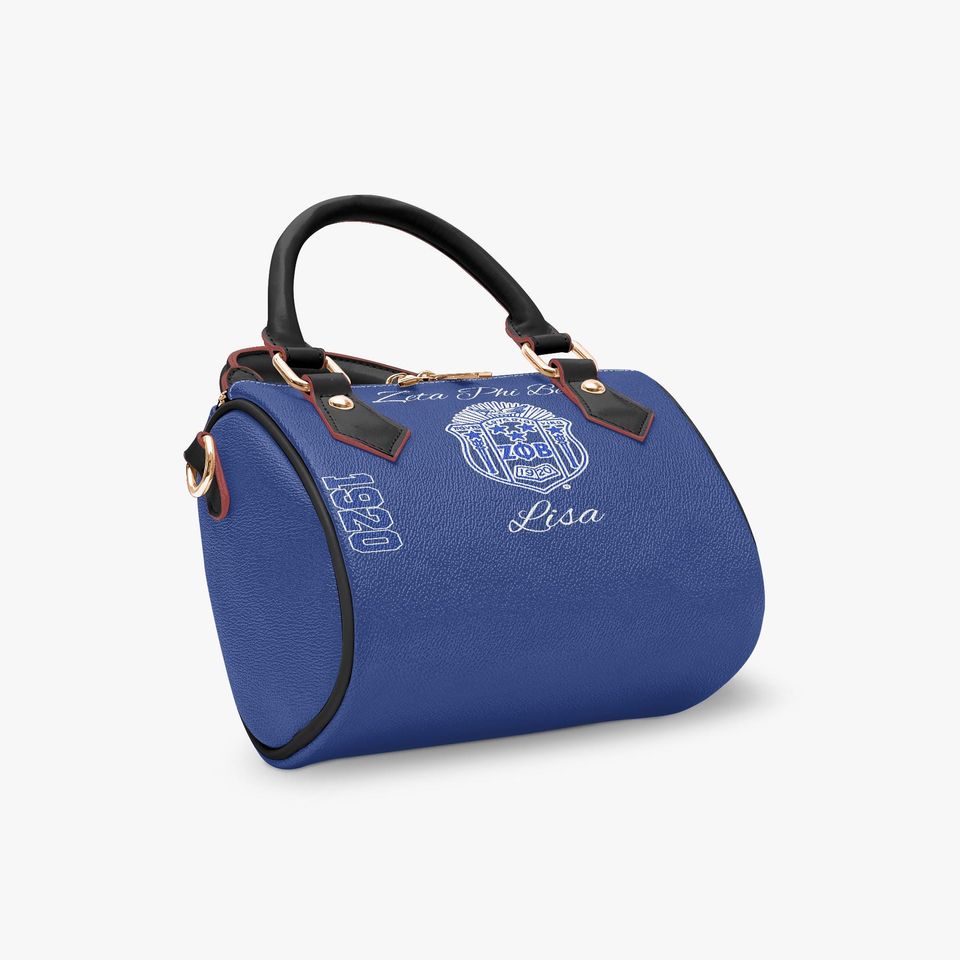 Zeta Phi Beta Leather Bag - Blue & White Sorority Purse - Valentine's Day gift