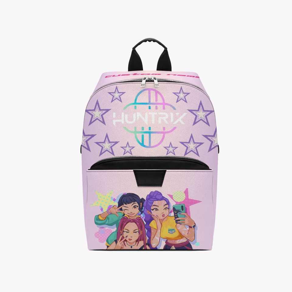 Custom Name Kpop Backpack: Anime Style PU Leather