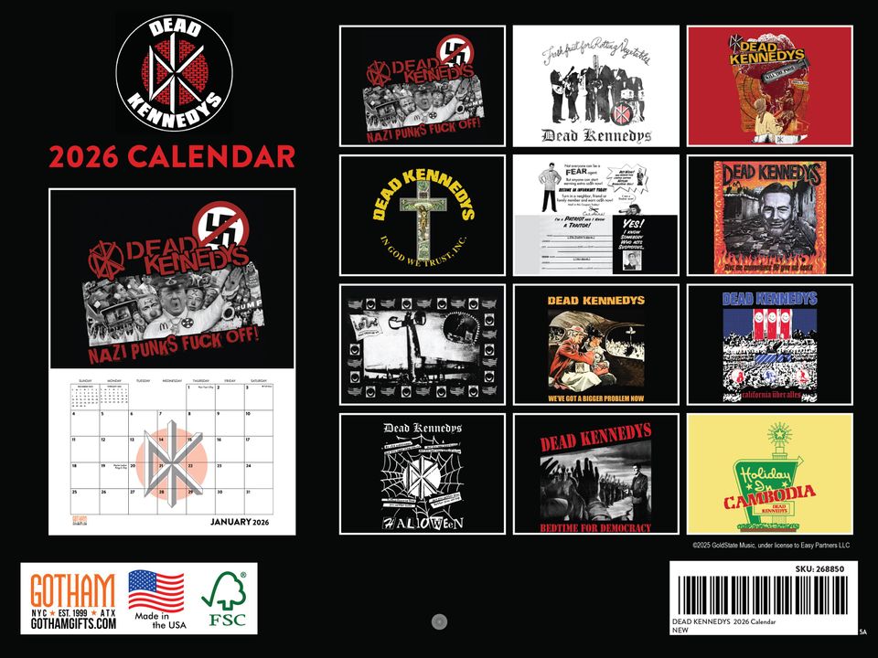 Dead Kennedys Calendar 2026 Merch Monthly Wall Calender 12 Month