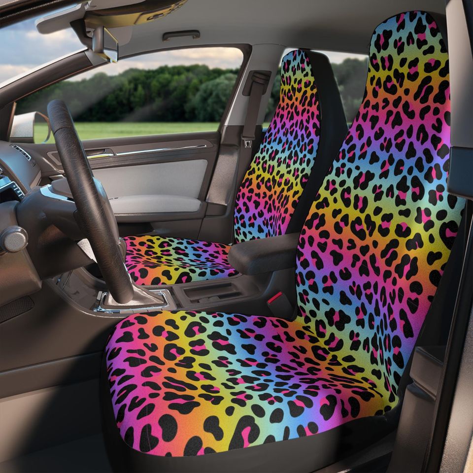 Colorful Leopard Print Car Seat Cover for Auto Interior Decor