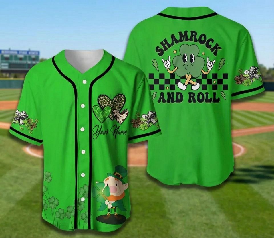 Custom Patrick's Day Baseball Jersey, Lucky Charm Jersey, Irish Lucky Shirt, Shamrock St, Patty's Day Gift, Baseball Team Outfit