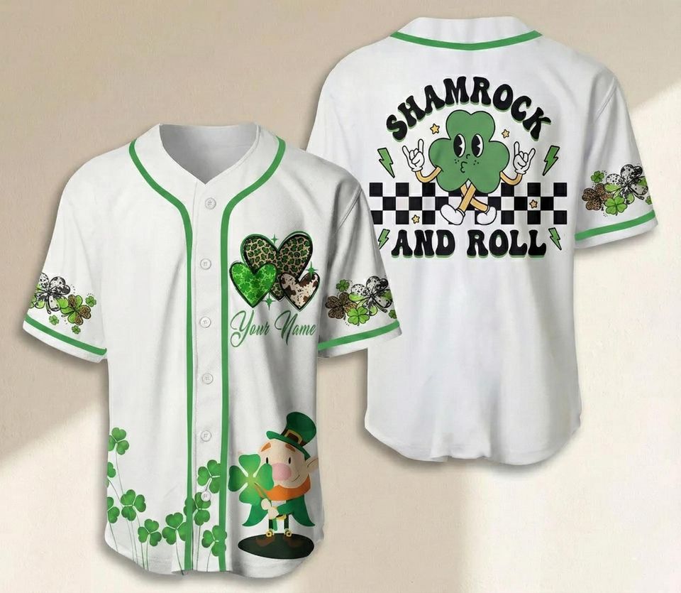 Custom Patrick's Day Baseball Jersey, Lucky Charm Jersey, Irish Lucky Shirt, Shamrock St, Patty's Day Gift, Baseball Team Outfit