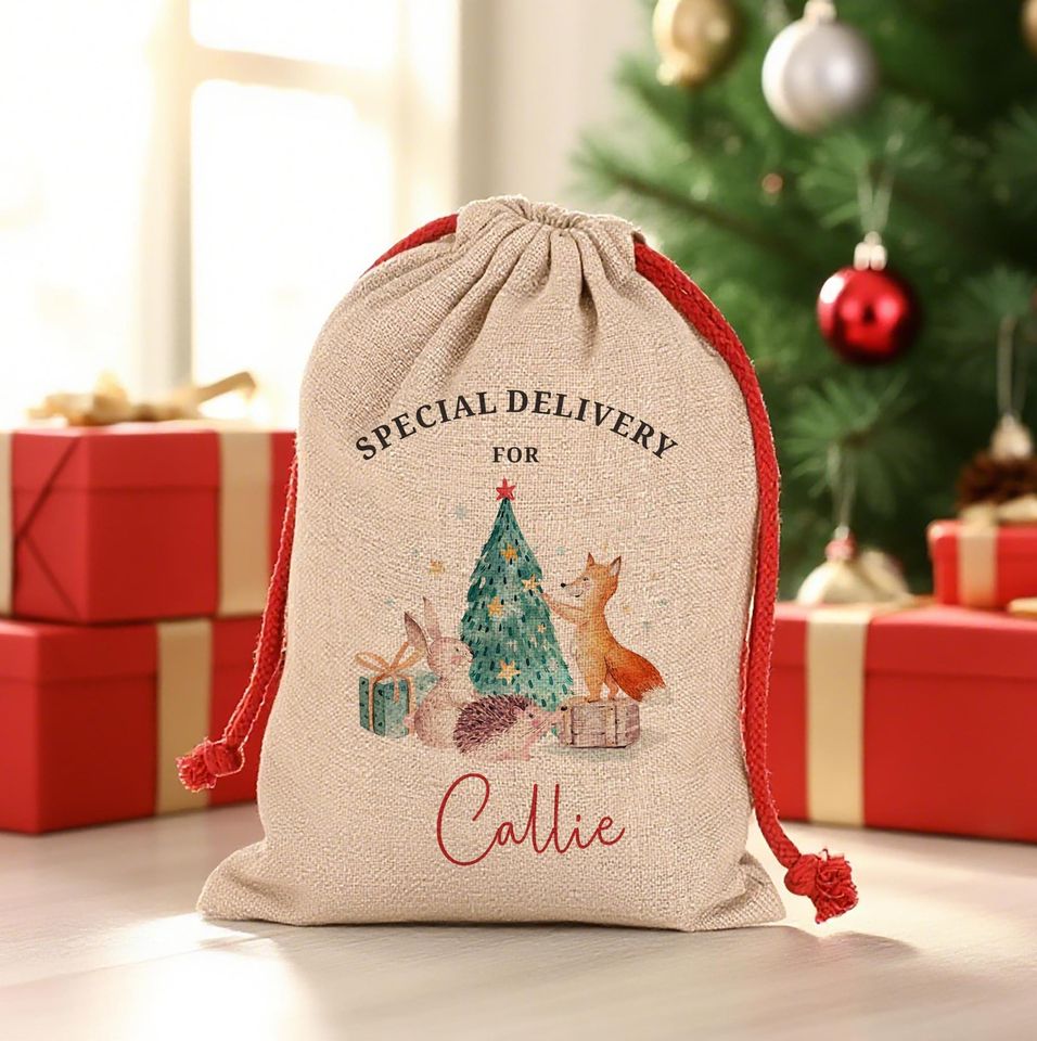 Personalized Santa Sacks, Christmas Stocking, Christmas Sacks With Name & Initial, Christmas Eve Gift Bag, Add Name Large Letter