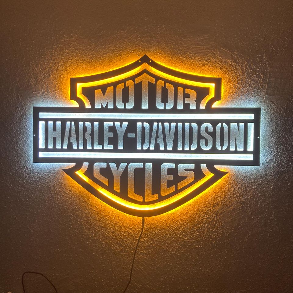 Motorcycle LED Sign: Black Composite Illuminated Garage Decor
