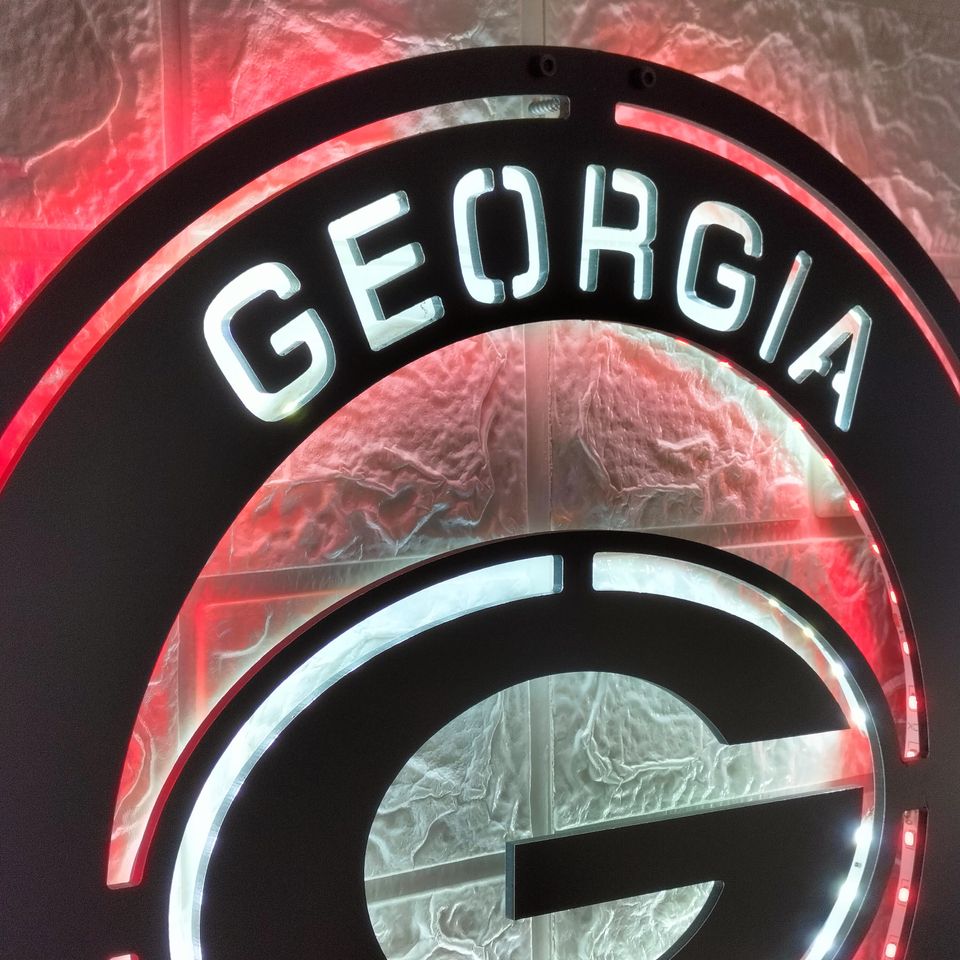 GA bulldogs LED Wall Sign: Black Composite Illuminated Sports Team Logo