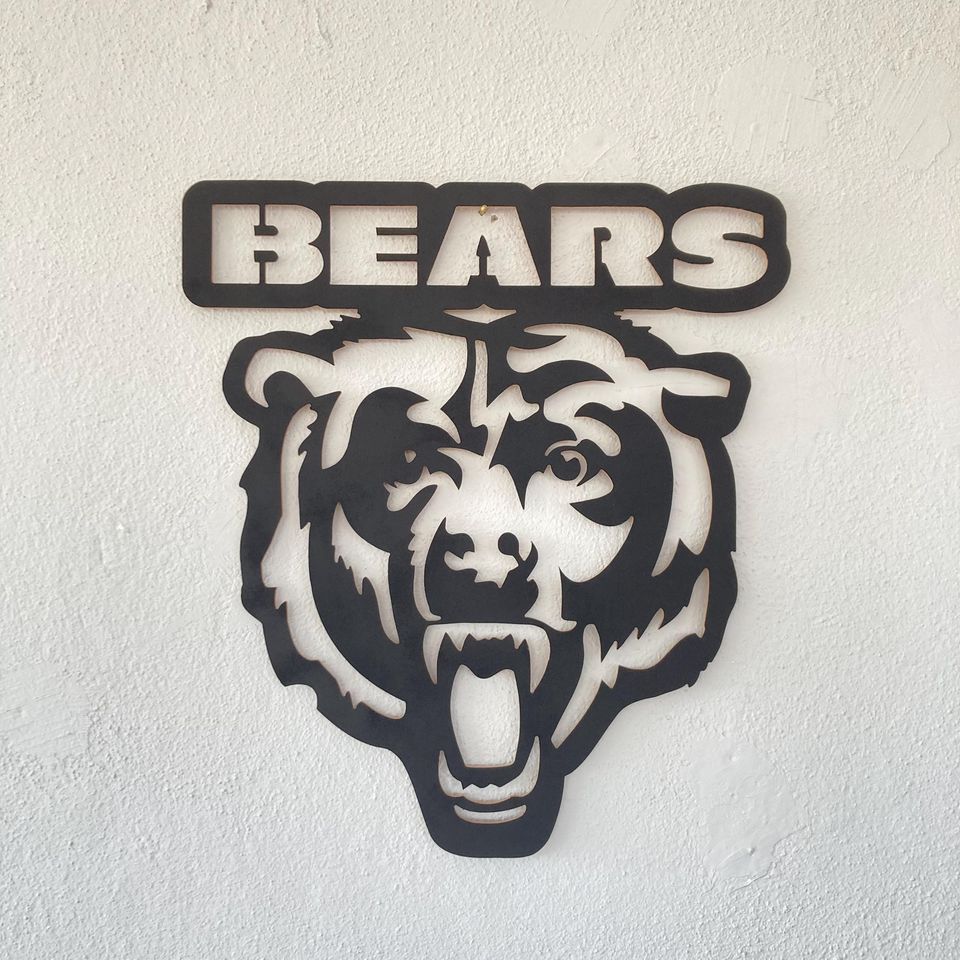 Chicago Bears LED Wall Sign: Black Composite Illuminated Sports Team Logo