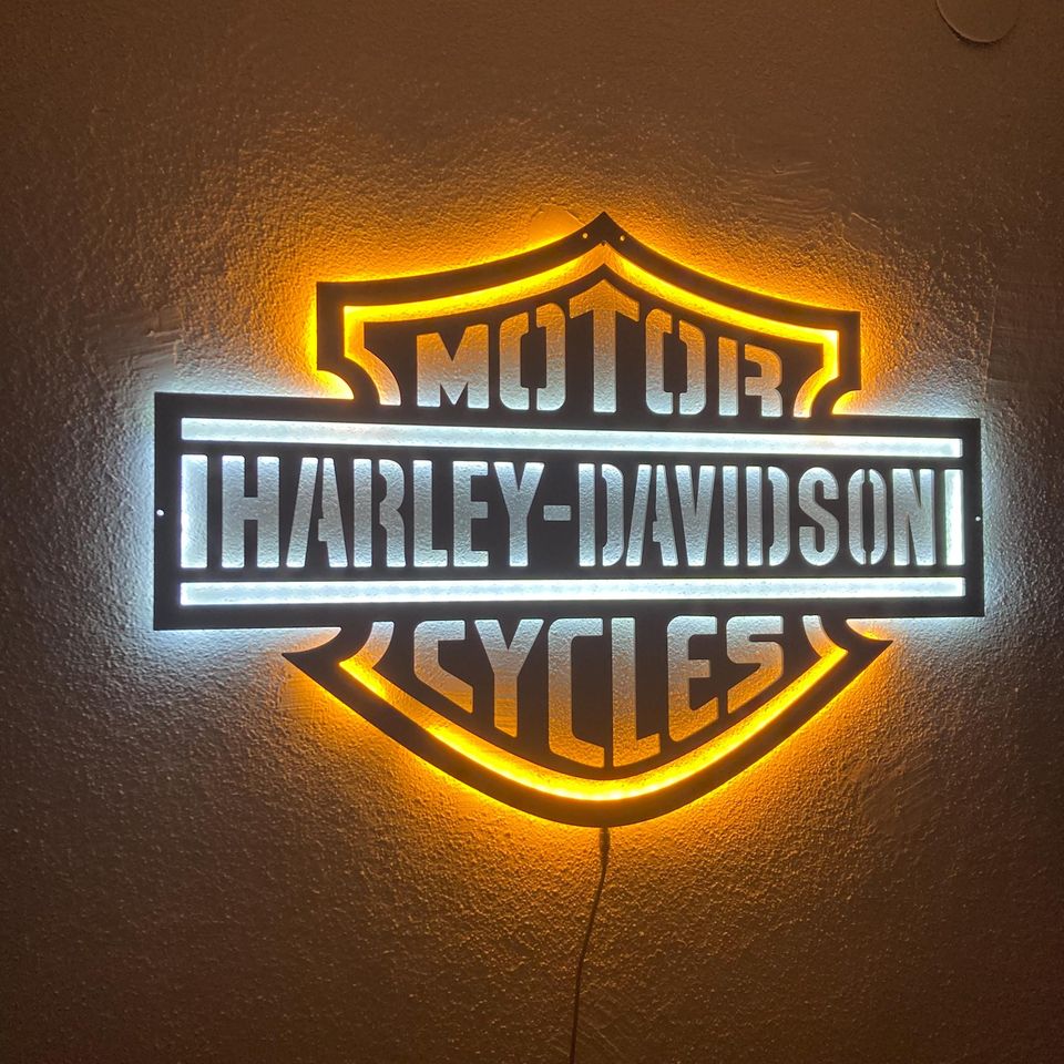 Motorcycle LED Sign: Black Composite Illuminated Garage Decor