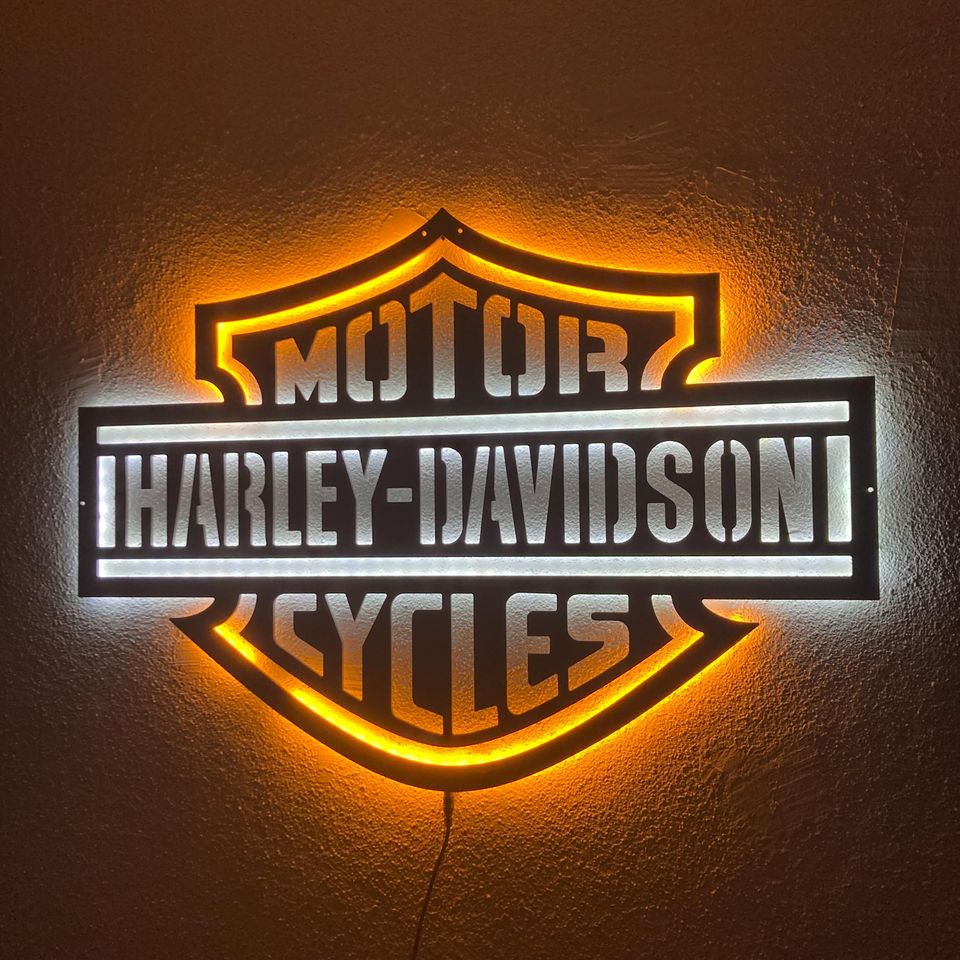 Motorcycle LED Sign: Black Composite Illuminated Garage Decor