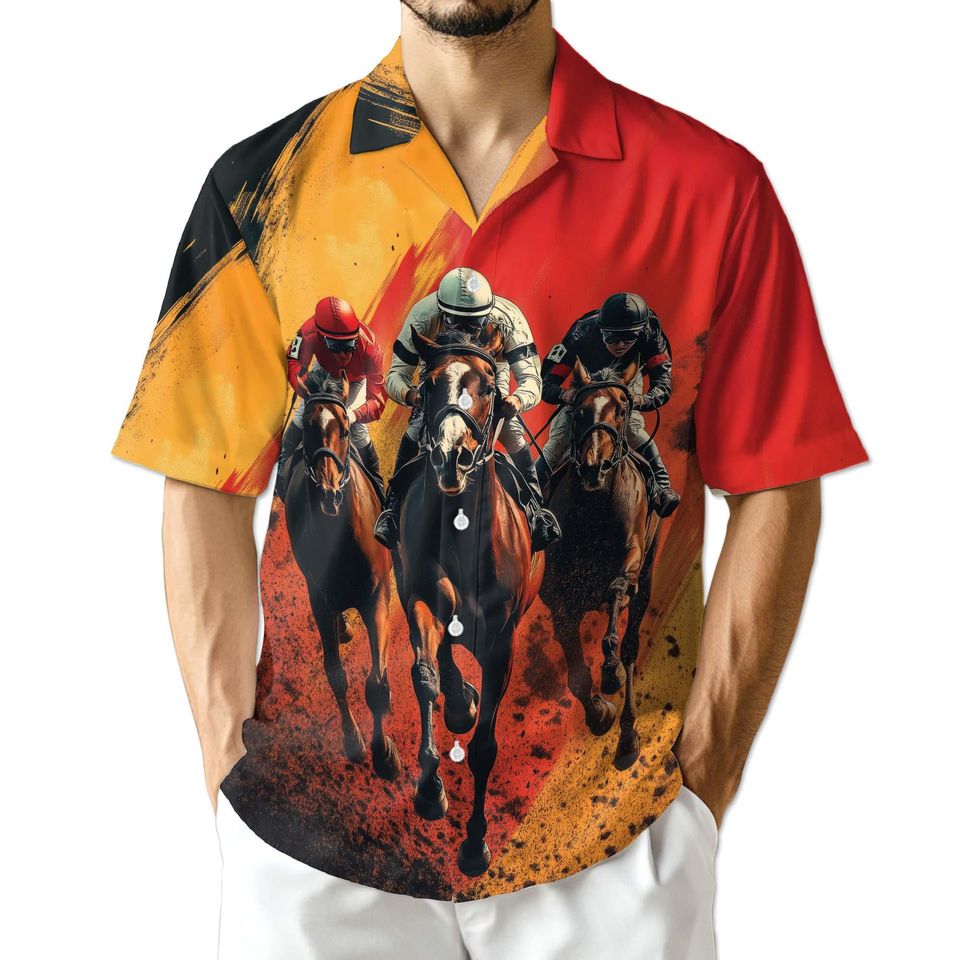 Horse Racing Hawaiian Shirt | Rustic Derby Jockey Aloha S-5XL
