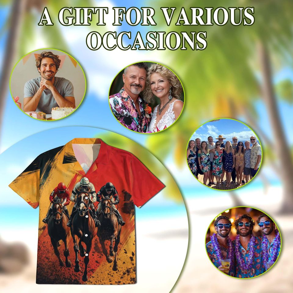 Horse Racing Hawaiian Shirt | Rustic Derby Jockey Aloha S-5XL