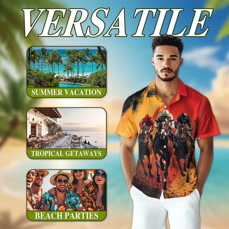 Horse Racing Hawaiian Shirt | Rustic Derby Jockey Aloha S-5XL
