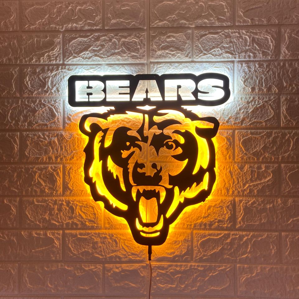 Chicago Bears LED Wall Sign Metal Sign for Man Cave Decor
