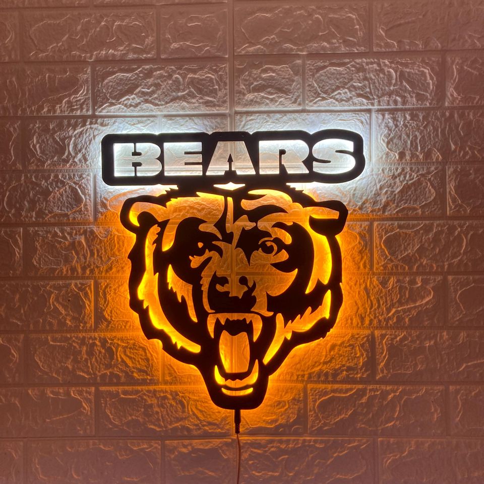 Chicago Bears LED Wall Sign Metal Sign for Man Cave Decor