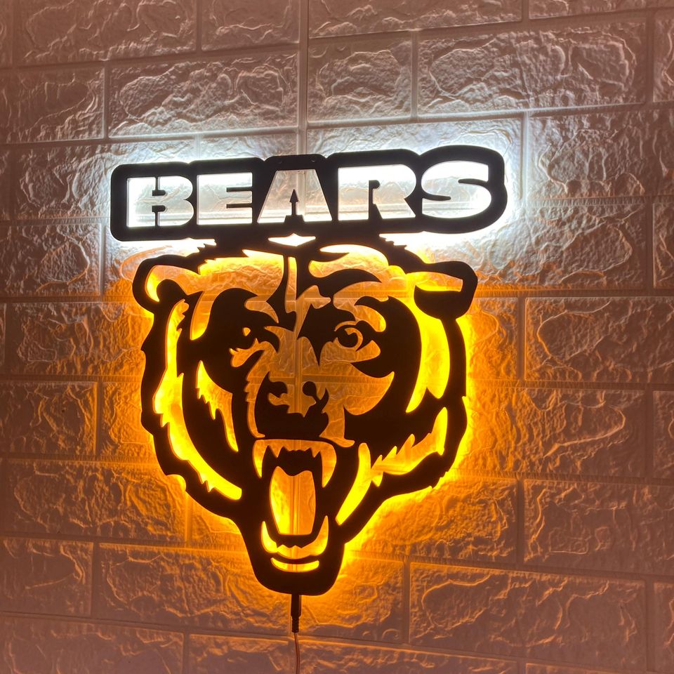 Chicago Bears LED Wall Sign Metal Sign for Man Cave Decor