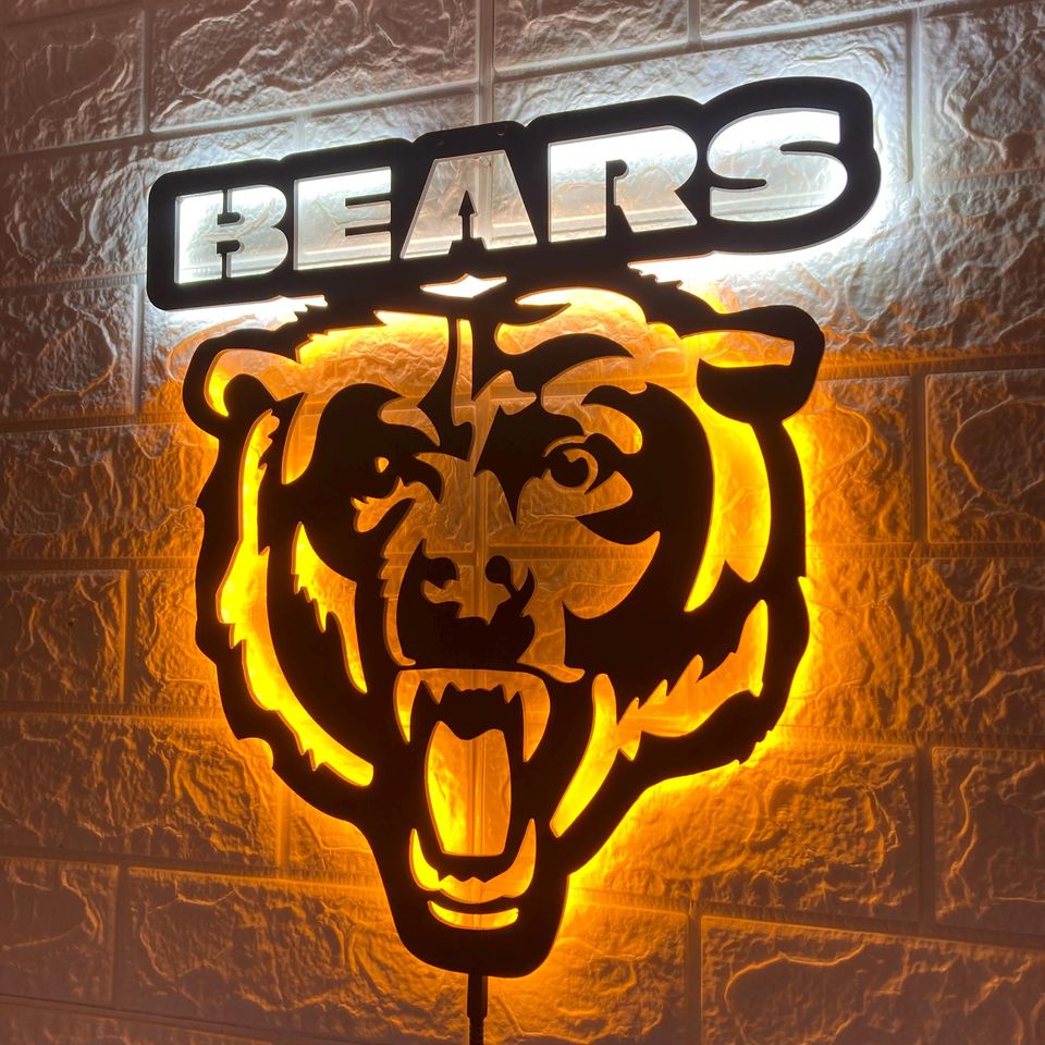 Chicago Bears LED Wall Sign Metal Sign for Man Cave Decor