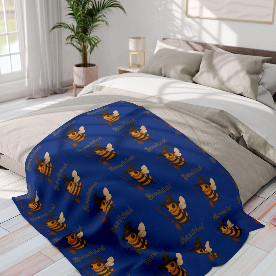 Bee Halloween Fleece Blanket: "Beewitched" Fall Decor