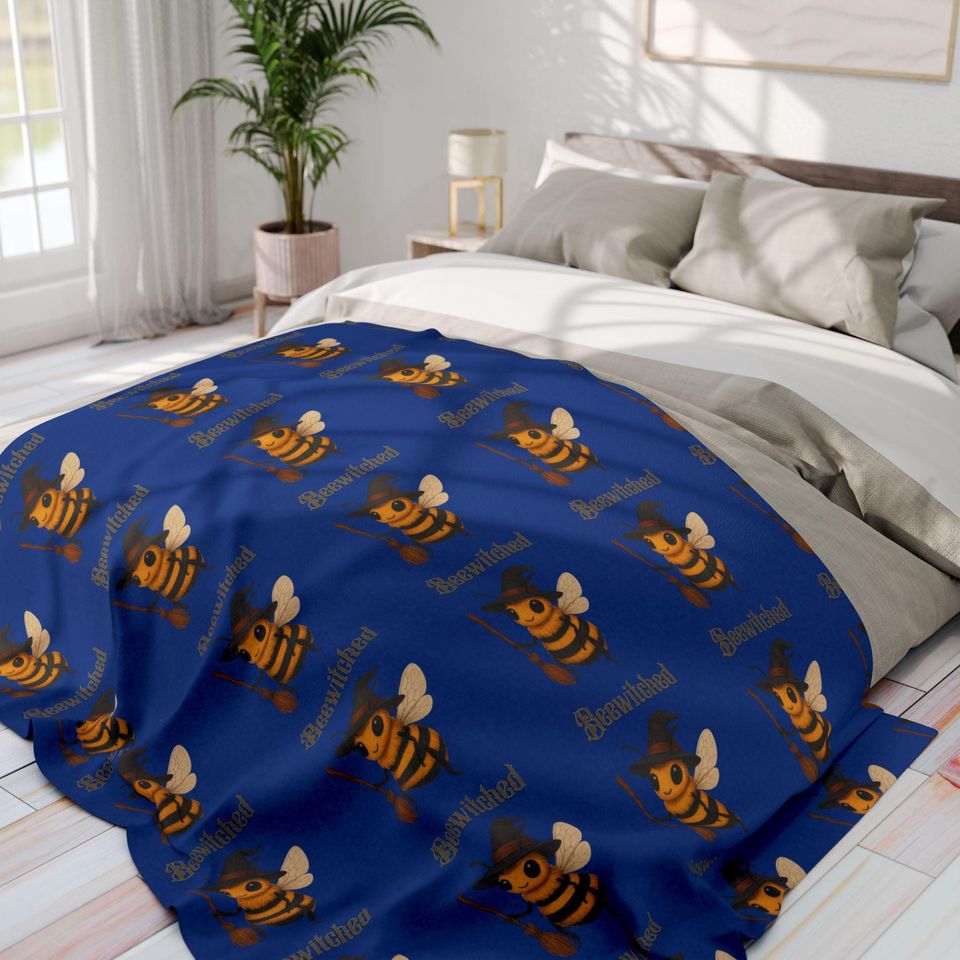 Bee Halloween Fleece Blanket: "Beewitched" Fall Decor