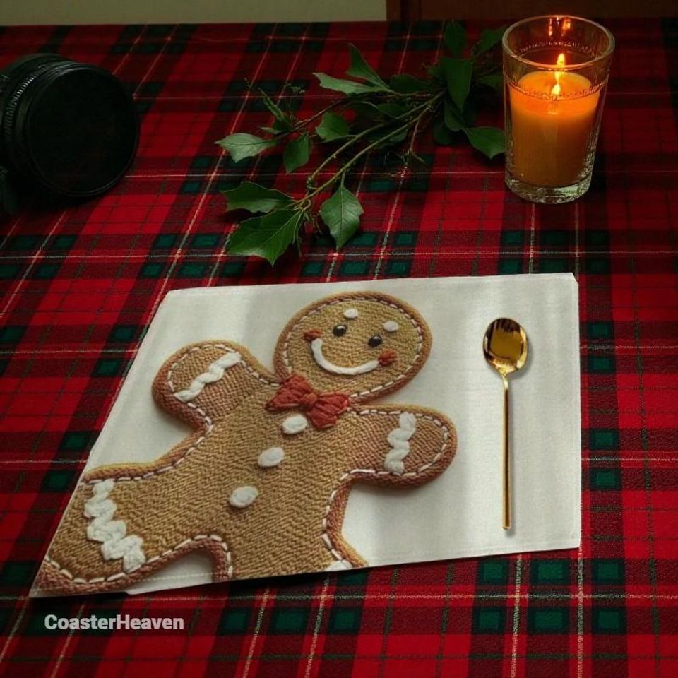 Gingerbread Man Christmas Placemats | Holiday Table Decor | Festive Dining Mat