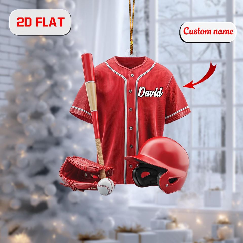 Personalized Baseball Ornament: 2D Acrylic Christmas Decor