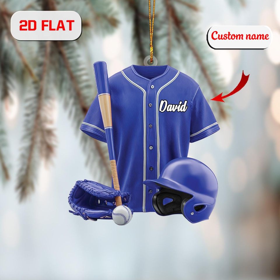 Personalized Baseball Ornament: 2D Acrylic Christmas Decor