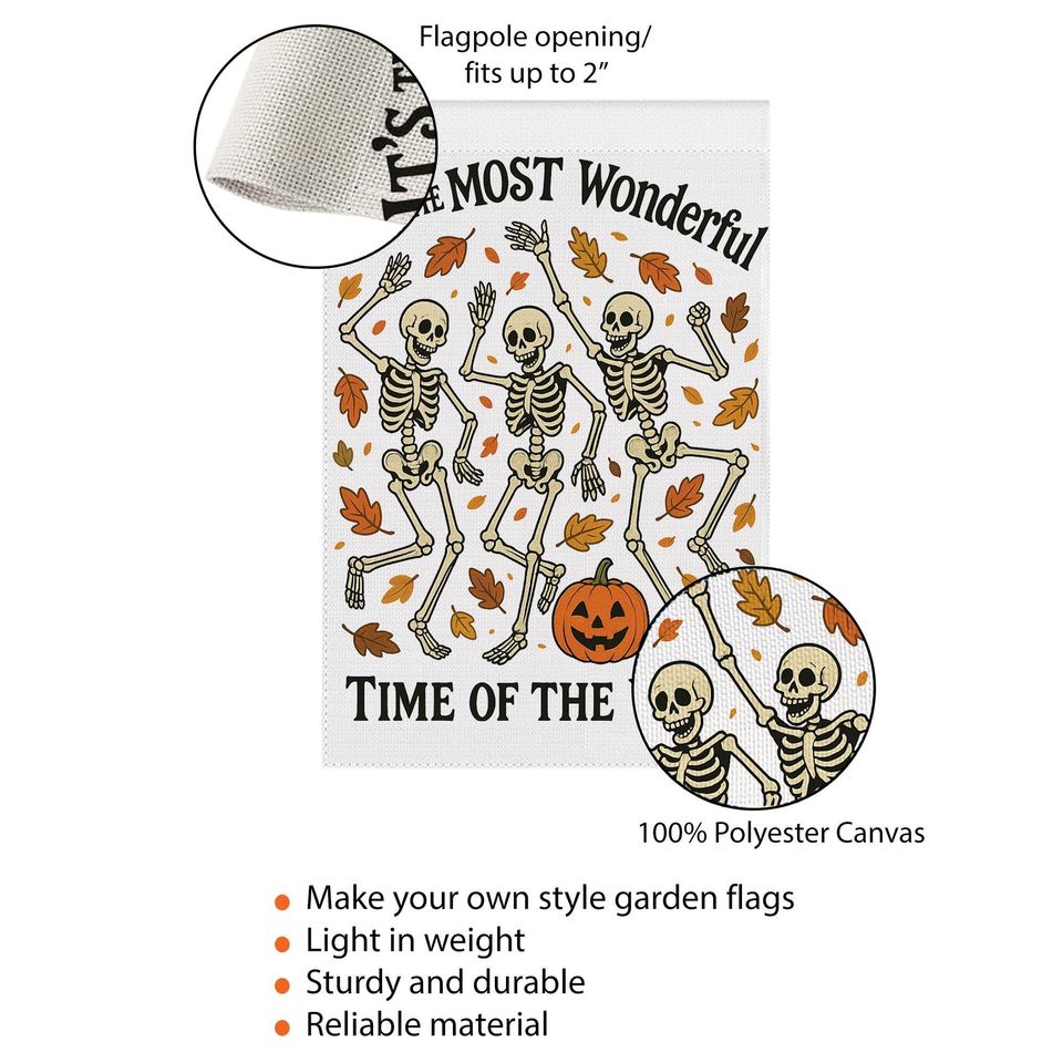 Funny Dancing Skeletons Halloween Garden Flag: Spooky Fall Decor