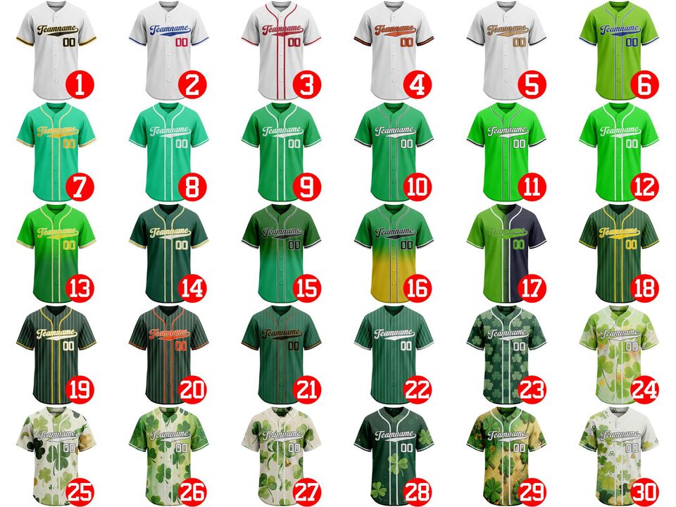 Custom Baseball JerseyPersonalized Name Number Logo, Lucky Team uniform, St. Patrick's Day Birthday Gift for Men Women Kid Toddler Fans