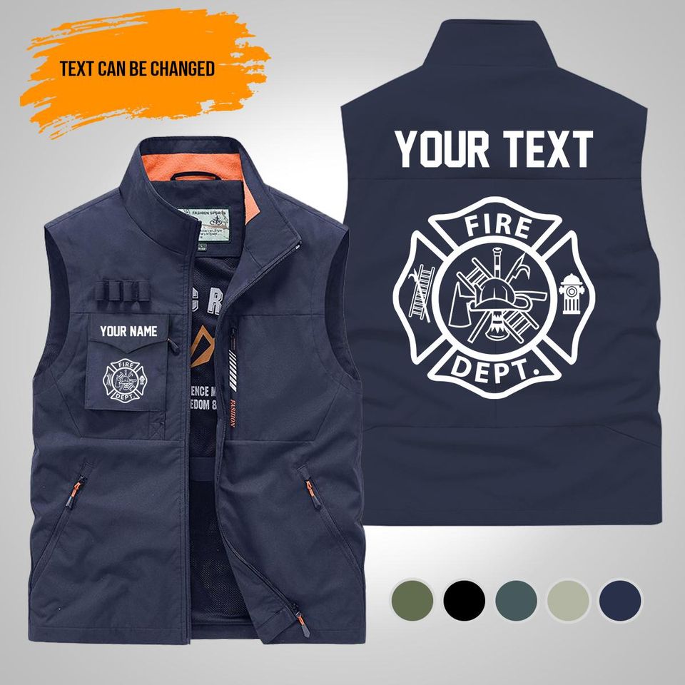 Personalized Name Love Firefighter Multi-Pocket Vests