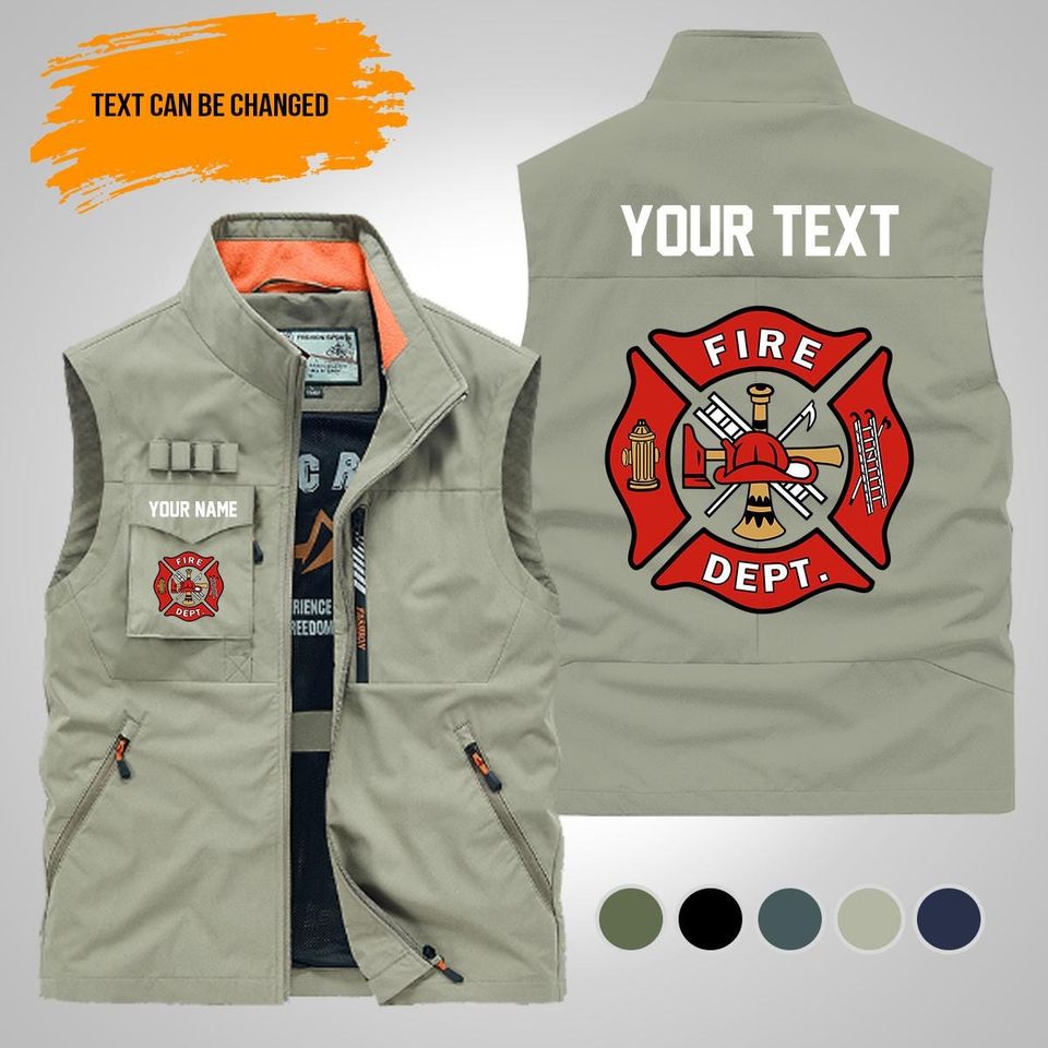 Personalized Name Proud Love Firefighter Multi-Pocket Vests