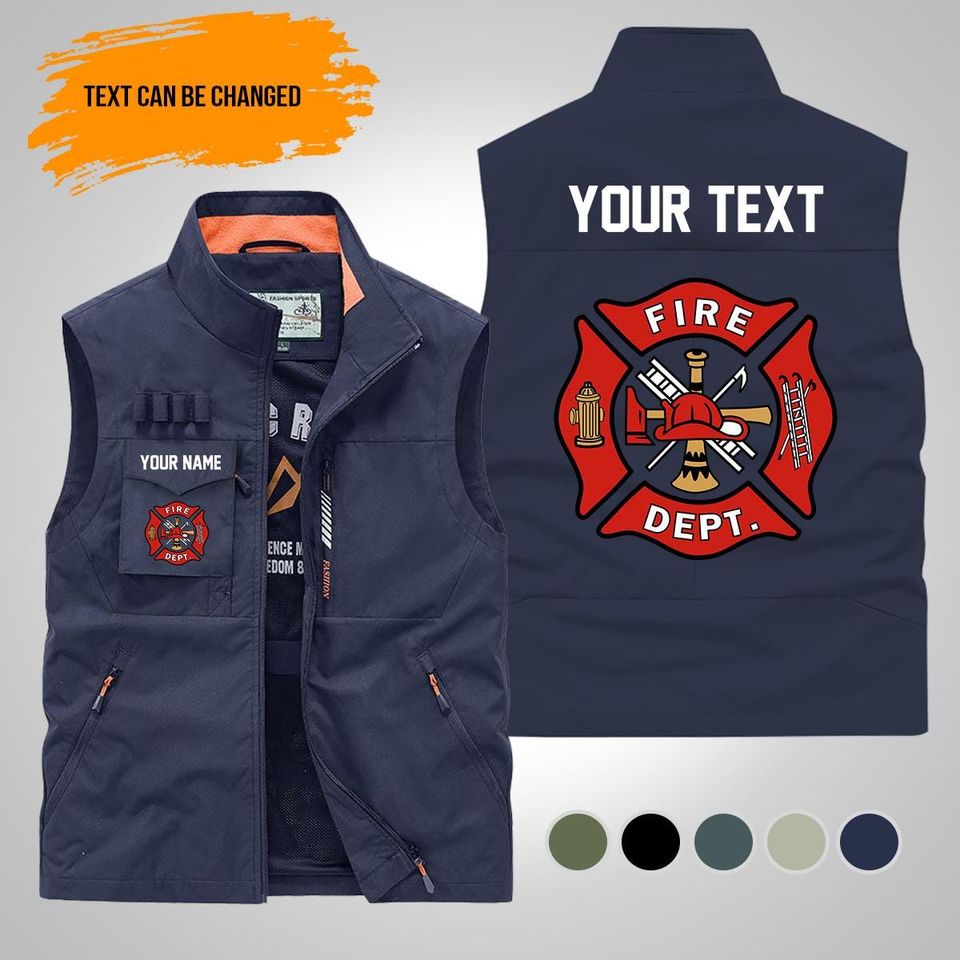 Personalized Name Proud Love Firefighter Multi-Pocket Vests
