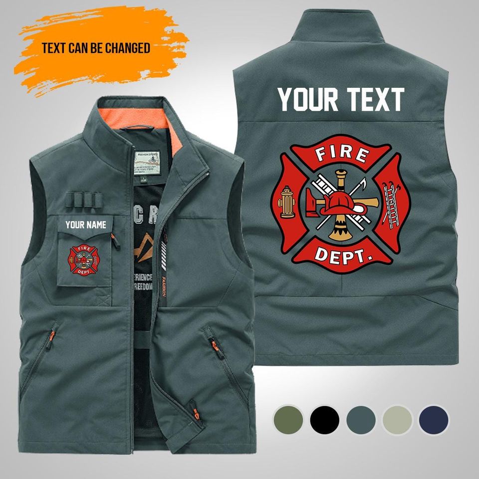 Personalized Name Proud Love Firefighter Multi-Pocket Vests