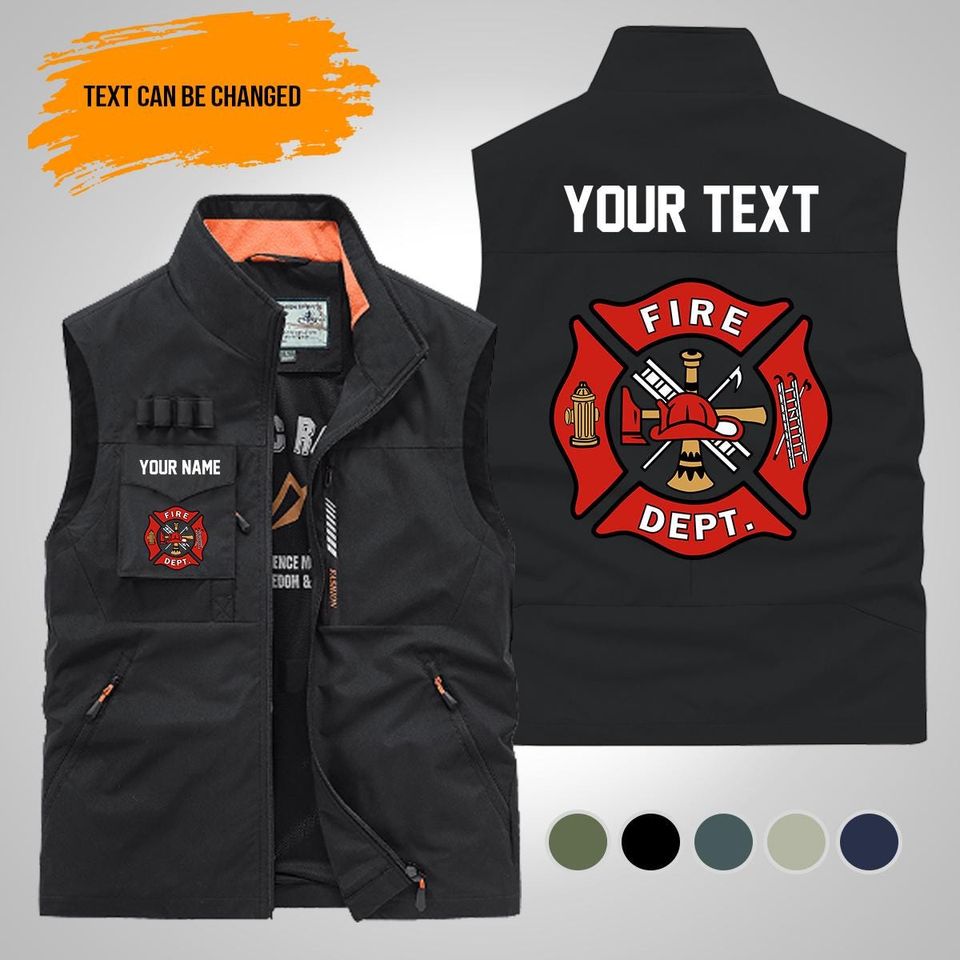 Personalized Name Proud Love Firefighter Multi-Pocket Vests