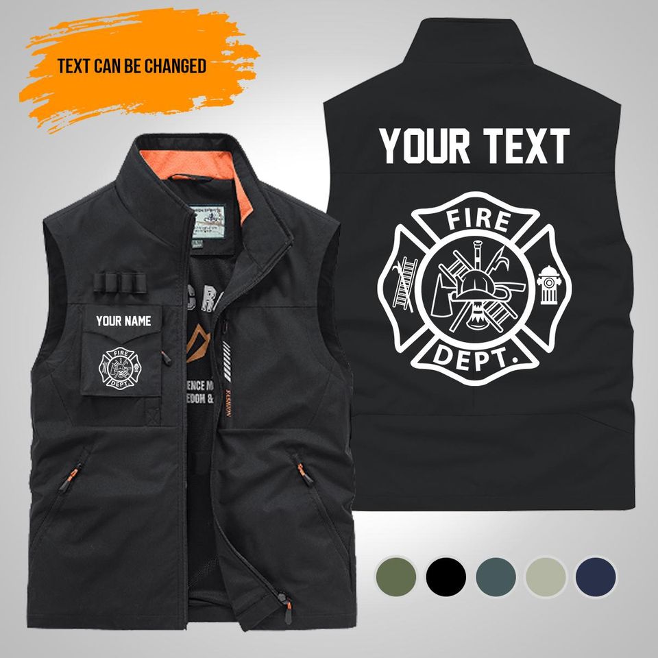 Personalized Name Love Firefighter Multi-Pocket Vests