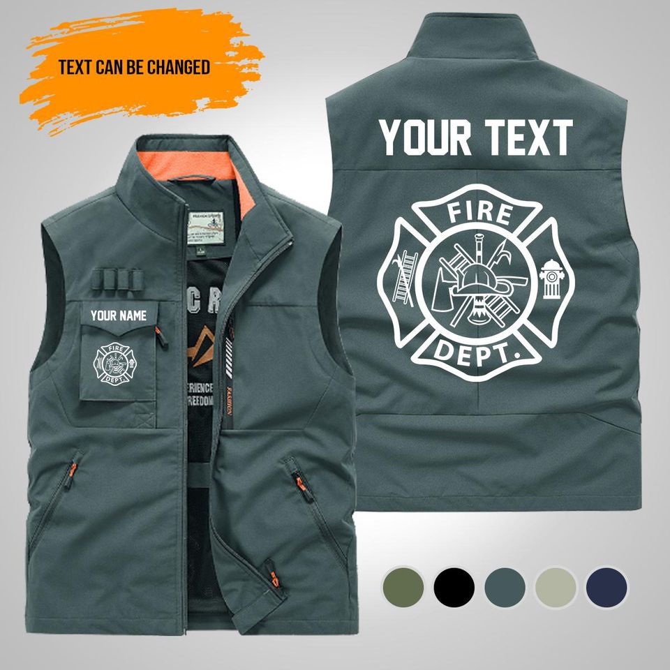 Personalized Name Love Firefighter Multi-Pocket Vests
