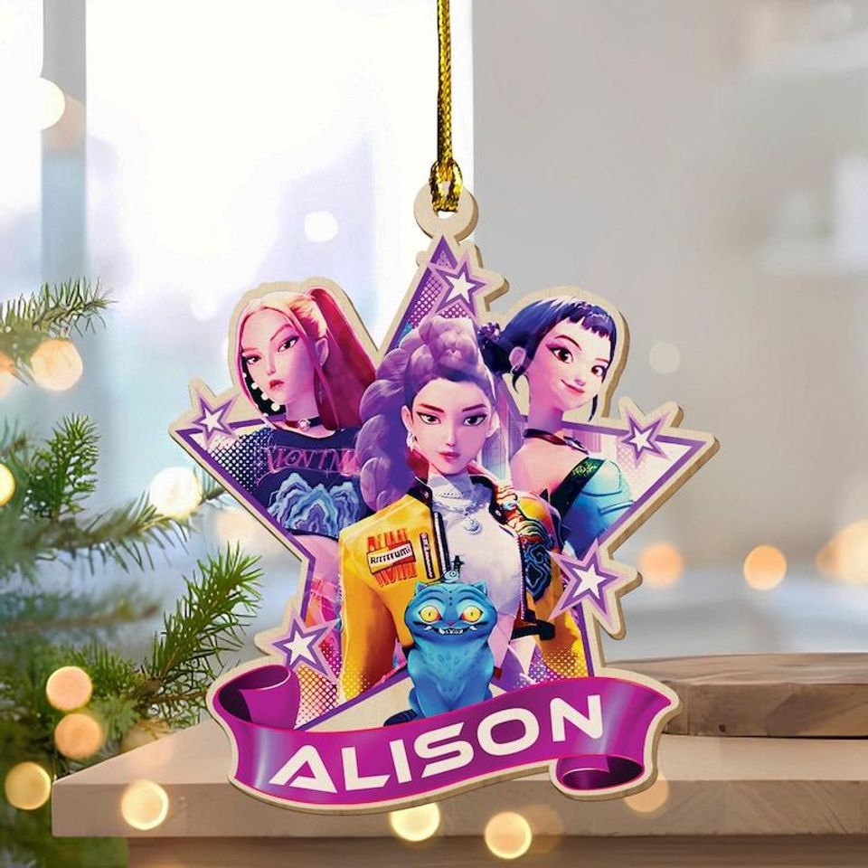 Custom Kpop Demon Hunter Christmas, Halloween Acrylic Ornament, Custom Huntrix Ornament, Decor Acrylic Ornament
