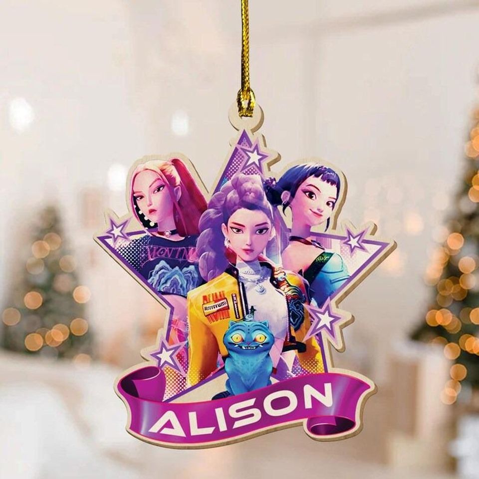 Custom Kpop Demon Hunter Christmas, Halloween Acrylic Ornament, Custom Huntrix Ornament, Decor Acrylic Ornament