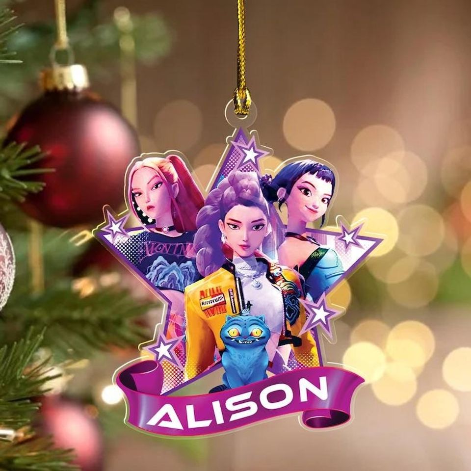 Custom Kpop Demon Hunter Christmas, Halloween Acrylic Ornament, Custom Huntrix Ornament, Decor Acrylic Ornament