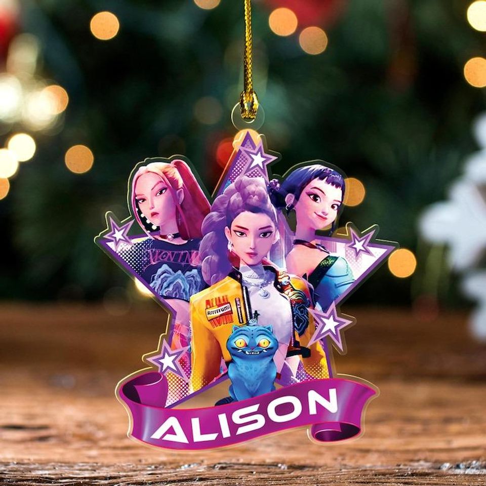 Custom Kpop Demon Hunter Christmas, Halloween Acrylic Ornament, Custom Huntrix Ornament, Decor Acrylic Ornament