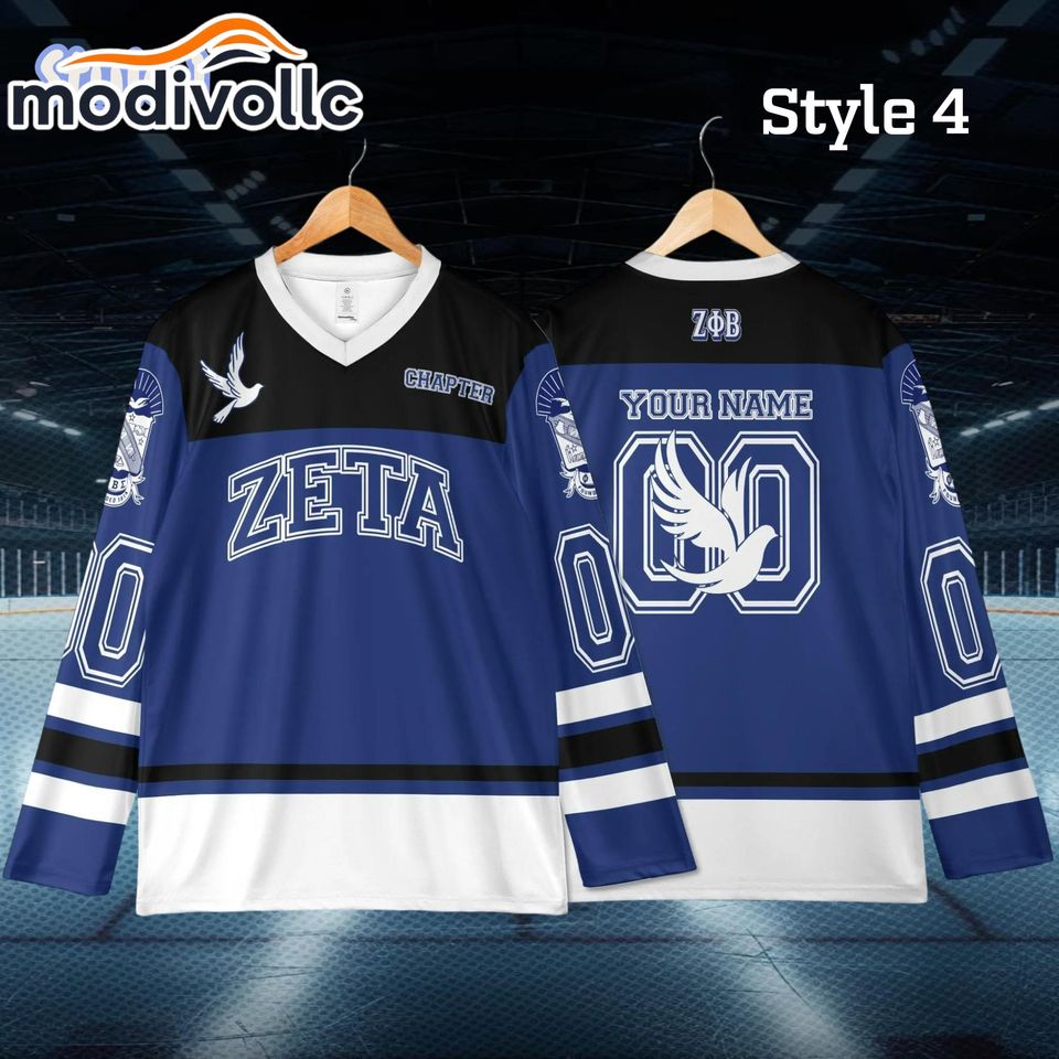 Zeta Phi Beta Custom Hockey Jersey - Personalized Greek Letter Sports Shirt