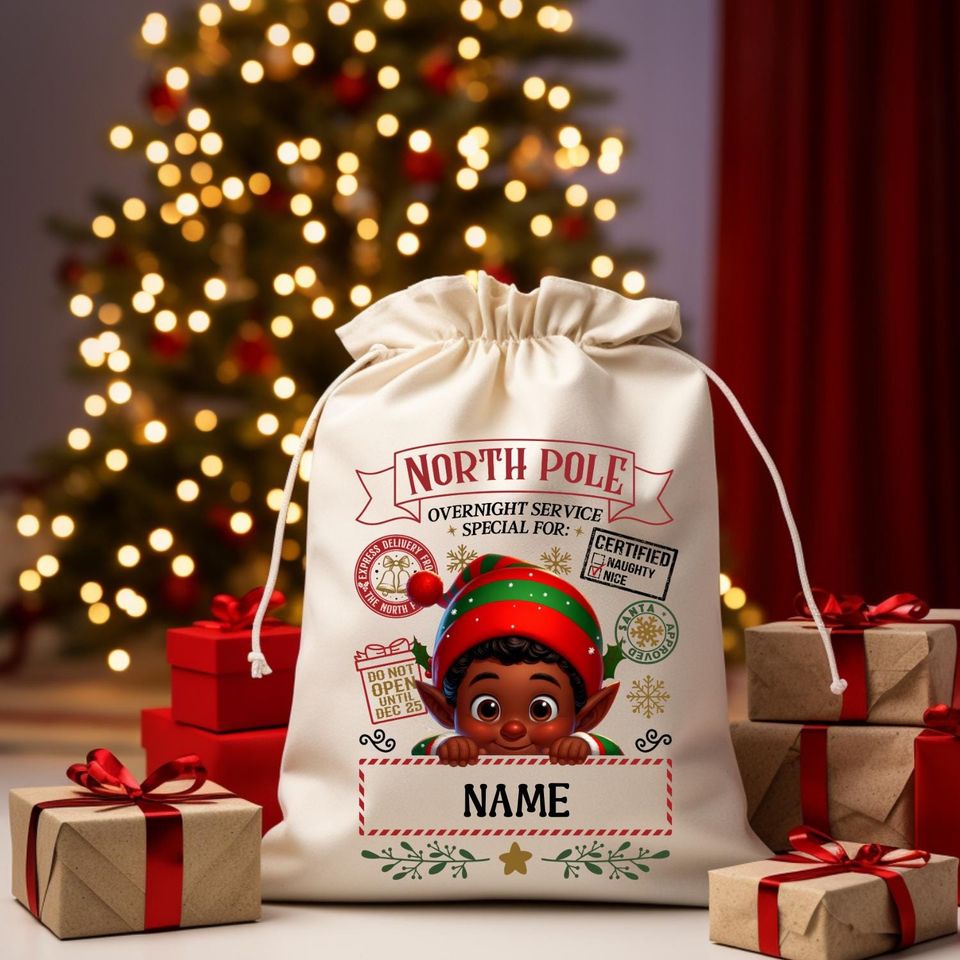 Personalized Santa Sack  North Pole Delivery Bag  Multiple Characters  Custom Name Gift Bag